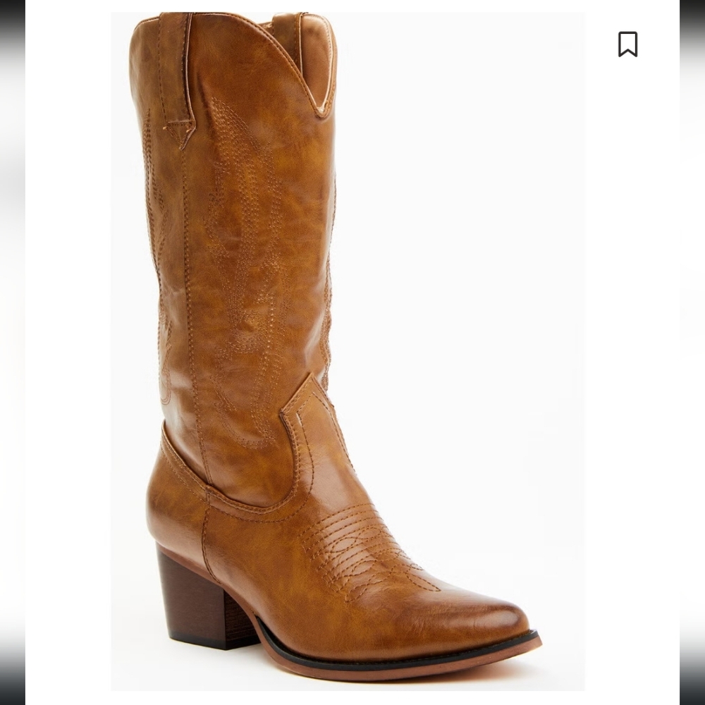 Roper Nettie Tan Leather Western Cowgirl Boots